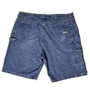 Vtg Wrangler Carpenter Shorts Mens 42 Blue Denim Jorts Painter Utility Baggy Y2K